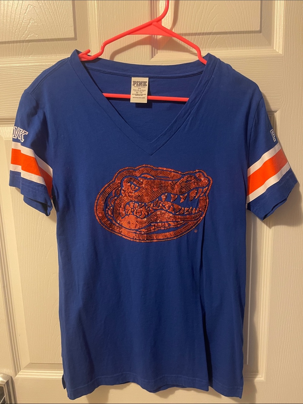 PINK Victoria's Secret Blue V-Neck Florida Gators Tee with Orange Logo